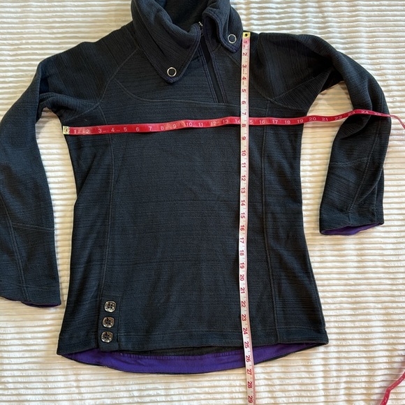 Avalanche Fleece Gray Purple Asymmetrical Funnel Neck Button Sweatshirt Small - Picture 5 of 14